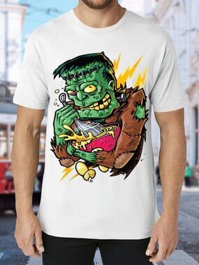 Graphic Frankenstein Monster Bowl Tee - White